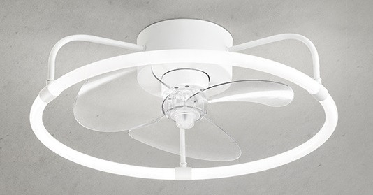 Ventilatore in metallo bianco a plafone con luce LED 3 pale Ø 50cm